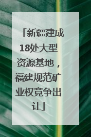 新疆建成18处大型资源基地，福建规范矿业权竞争出让